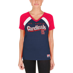 St. Louis Cardinals Women's Heathered Raglan V-Neck T-Shirt Navy