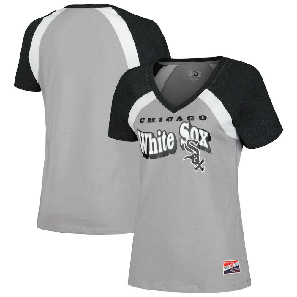 Chicago White Sox Women's Heathered Raglan V-Neck T-Shirt Gray