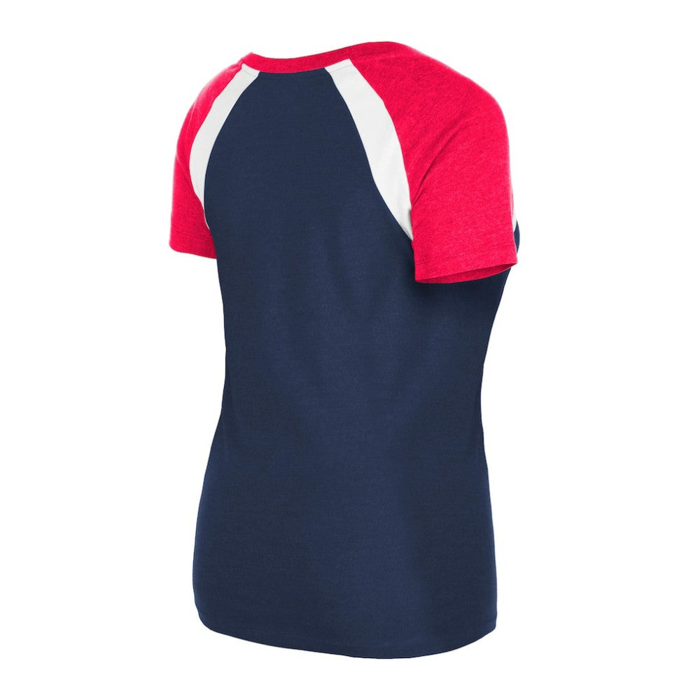 Los Angeles Angels Women's Heathered Raglan V-Neck T-Shirt Navy