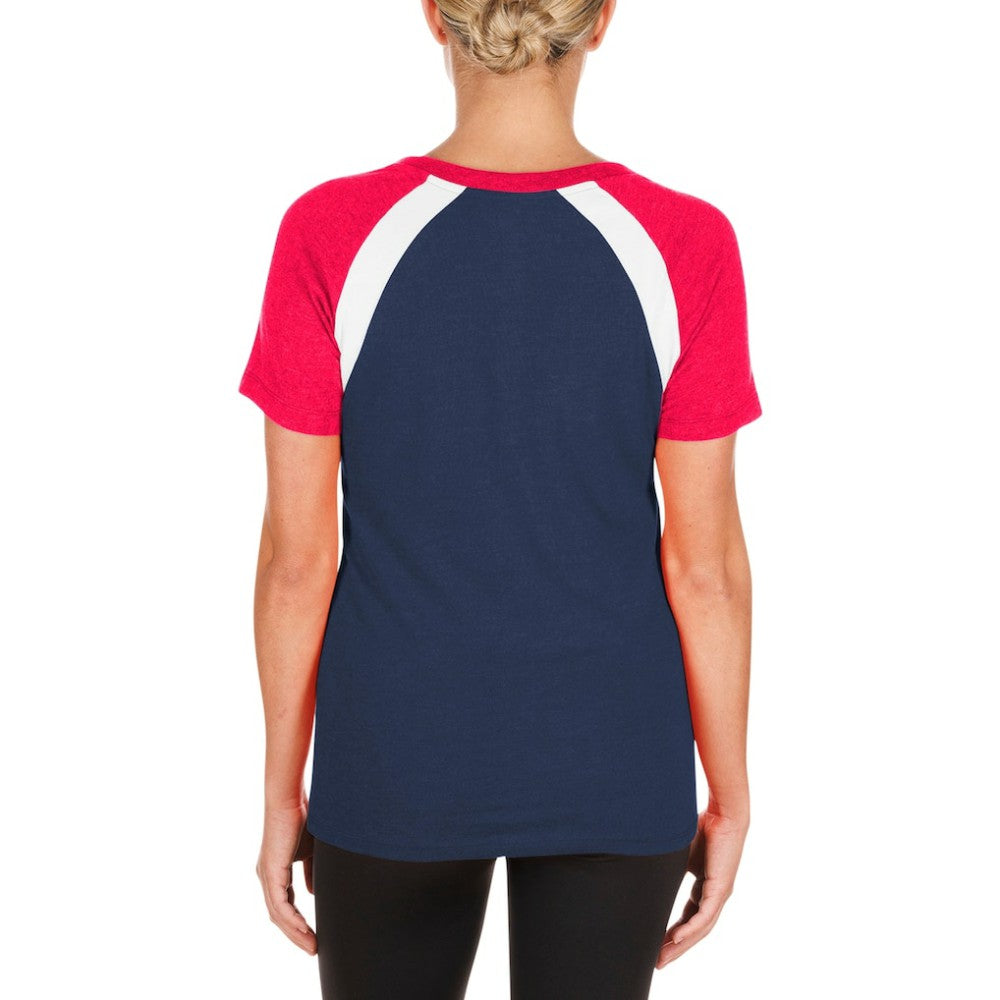 Los Angeles Angels Women's Heathered Raglan V-Neck T-Shirt Navy