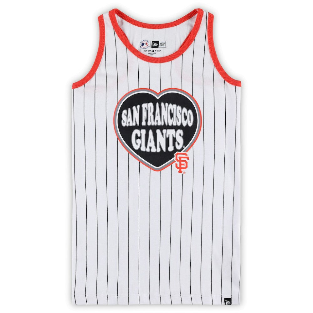 San Francisco Giants Girls Youth Pinstripe Tank Top White