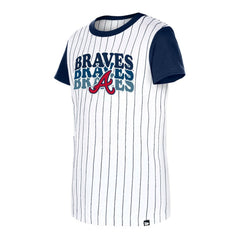 Atlanta Braves Girls Youth Pinstripe T-Shirt White