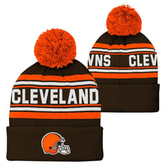 Cleveland Browns Youth Jacquard Cuffed Knit Hat with Pom - Brown sale