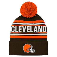 Cleveland Browns Youth Jacquard Cuffed Knit Hat with Pom - Brown sale