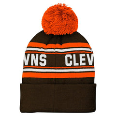 Cleveland Browns Youth Jacquard Cuffed Knit Hat with Pom - Brown sale