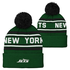 New York Jets Youth Jacquard Cuffed Knit Hat with Pom - Green for sale