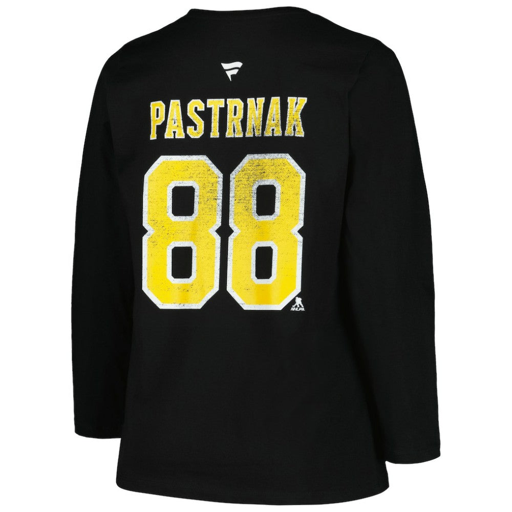 Boston Bruins Profile Women's Plus Size Distressed Printed Name & Number Long Sleeve T-Shirt - Black T-shirts