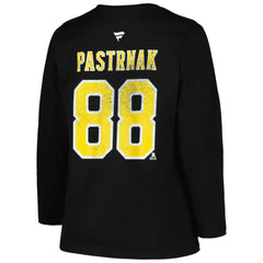 Boston Bruins Profile Women's Plus Size Distressed Printed Name & Number Long Sleeve T-Shirt - Black T-shirts