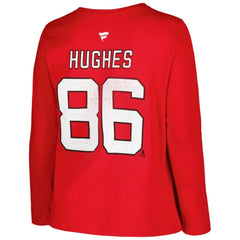New Jersey Devils Profile Women's Plus Size Distressed Printed Name & Number Long Sleeve T-Shirt - Red T-shirts