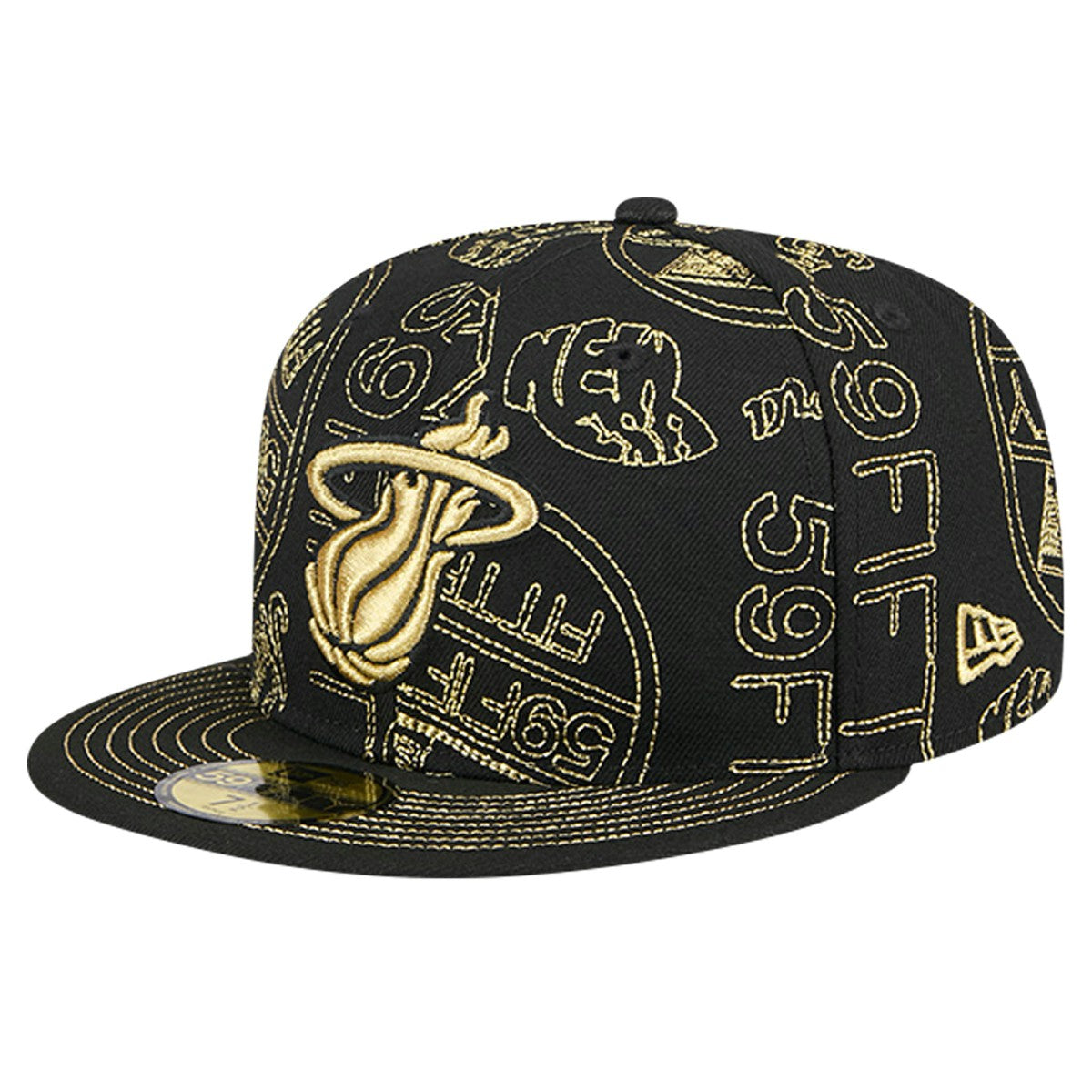 Miami Heat 59FIFTY Day Allover Print Stencil Fitted Hat - Black sale