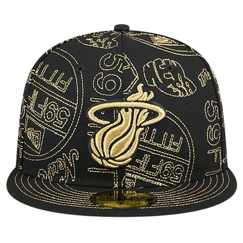Miami Heat 59FIFTY Day Allover Print Stencil Fitted Hat - Black sale