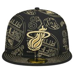 Miami Heat 59FIFTY Day Allover Print Stencil Fitted Hat - Black sale