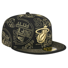 Miami Heat 59FIFTY Day Allover Print Stencil Fitted Hat - Black sale