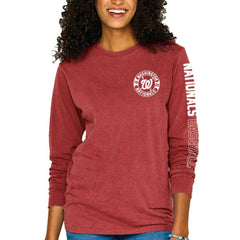 Washington Nationals Soft as a Grape Women's Pigment-Dyed Long Sleeve T-Shirt Red