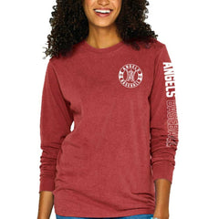 Los Angeles Angels Soft as a Grape Women's Pigment-Dyed Long Sleeve T-Shirt Red