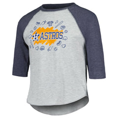 Houston Astros Soft as a Grape Youth Raglan 3/4 Sleeve T-Shirt Heather Gray