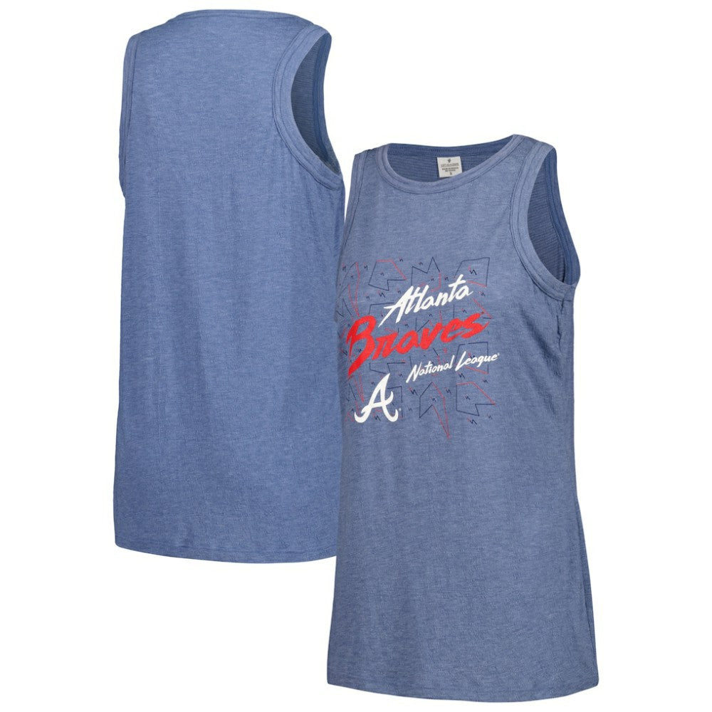 Atlanta Braves Soft as a Grape Women's Gauze High Neck Tank Top Navy
