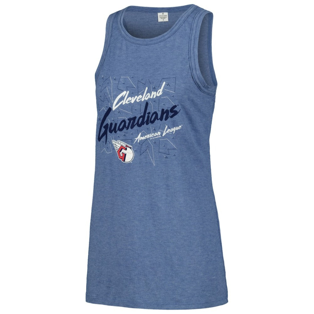 Cleveland Guardians Soft as a Grape Women's Gauze High Neck Tank Top Navy