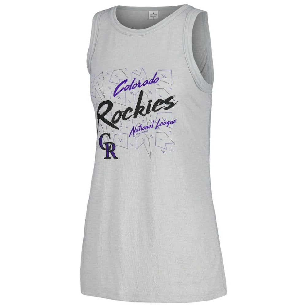 Colorado Rockies Soft as a Grape Women's Gauze High Neck Tank Top Gray