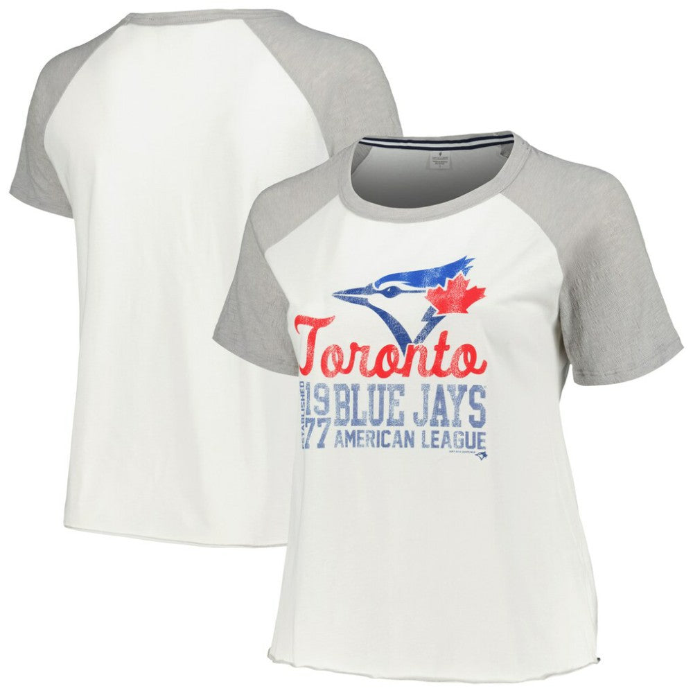 Toronto Blue Jays Soft as a Grape Women's Plus Size Baseball Raglan T-Shirt White
