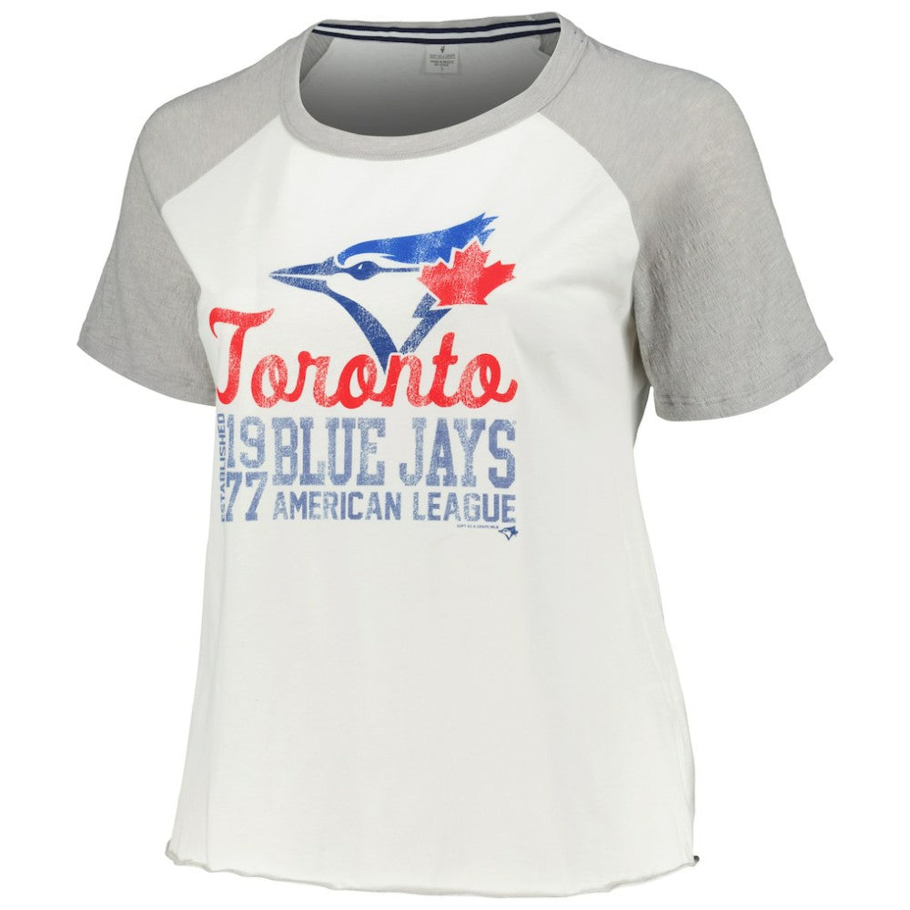 Toronto Blue Jays Soft as a Grape Women's Plus Size Baseball Raglan T-Shirt White