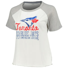 Toronto Blue Jays Soft as a Grape Women's Plus Size Baseball Raglan T-Shirt White
