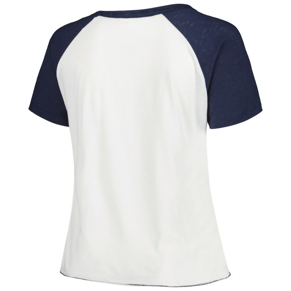 Tampa Bay Rays Soft as a Grape Women's Plus Size Baseball Raglan T-Shirt White