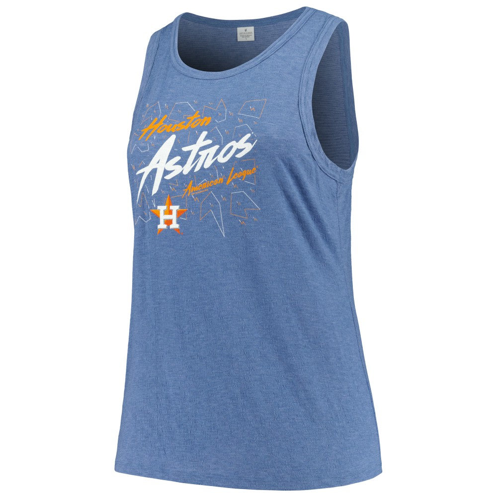 Houston Astros Soft as a Grape Women's Plus Size Curvy High Neck Tri-Blend Tank Top Navy
