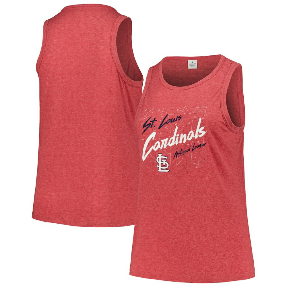 St. Louis Cardinals Soft as a Grape Women's Plus Size Curvy High Neck Tri-Blend Tank Top Red