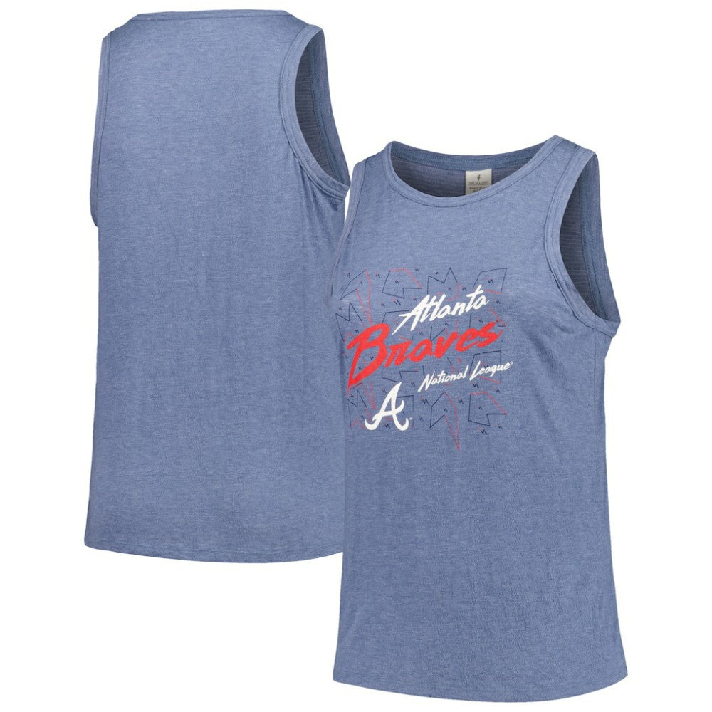 Atlanta Braves Soft as a Grape Women's Plus Size Curvy High Neck Tri-Blend Tank Top Navy