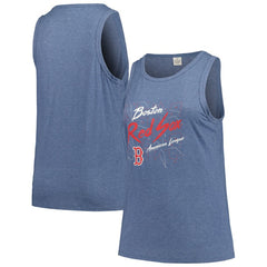 Boston Red Sox Soft as a Grape Women's Plus Size Curvy High Neck Tri-Blend Tank Top Navy