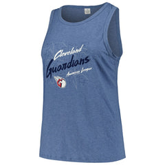 Cleveland Guardians Soft as a Grape Women's Plus Size Curvy High Neck Tri-Blend Tank Top Navy