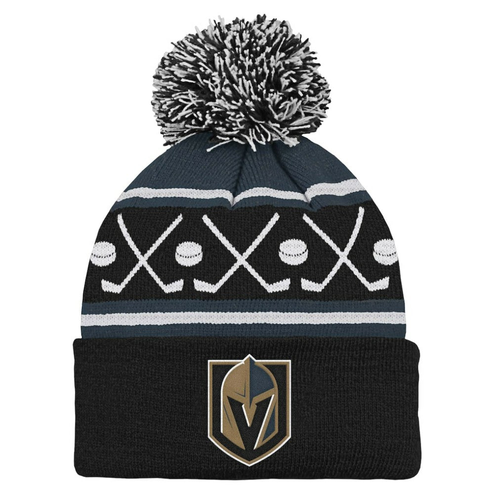 Vegas Golden Knights Preschool Faceoff Cuffed Knit Hat with Pom - Black Hats