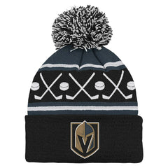 Vegas Golden Knights Preschool Faceoff Cuffed Knit Hat with Pom - Black Hats