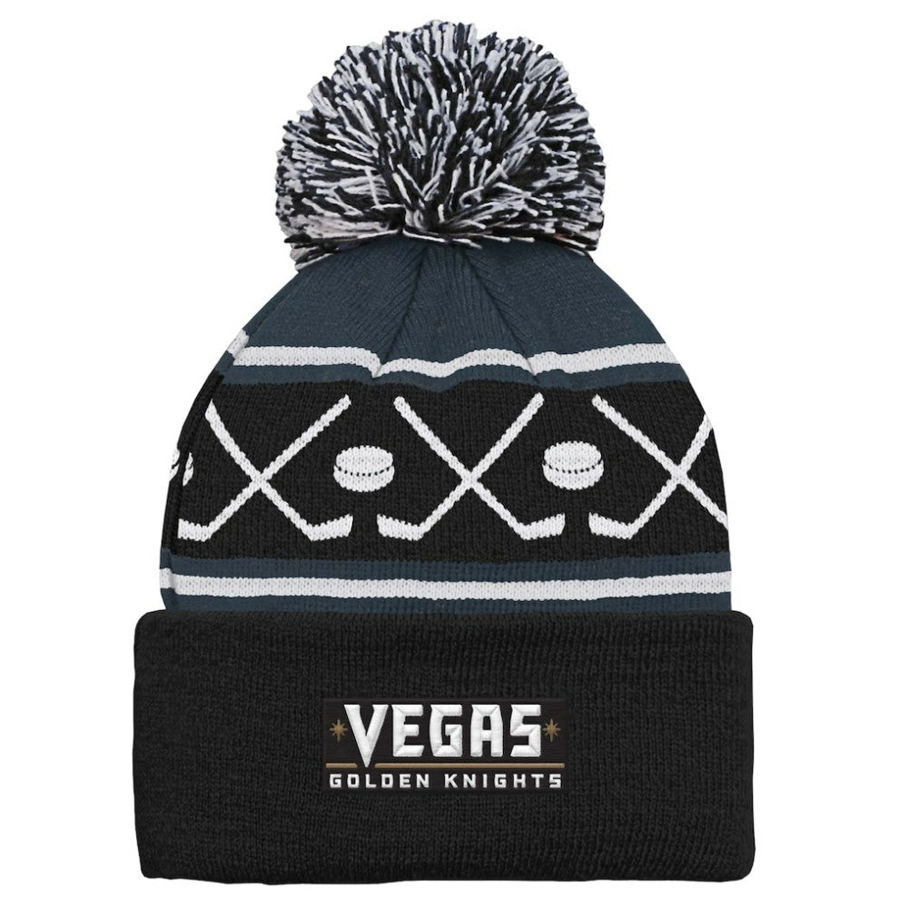 Vegas Golden Knights Preschool Faceoff Cuffed Knit Hat with Pom - Black Hats