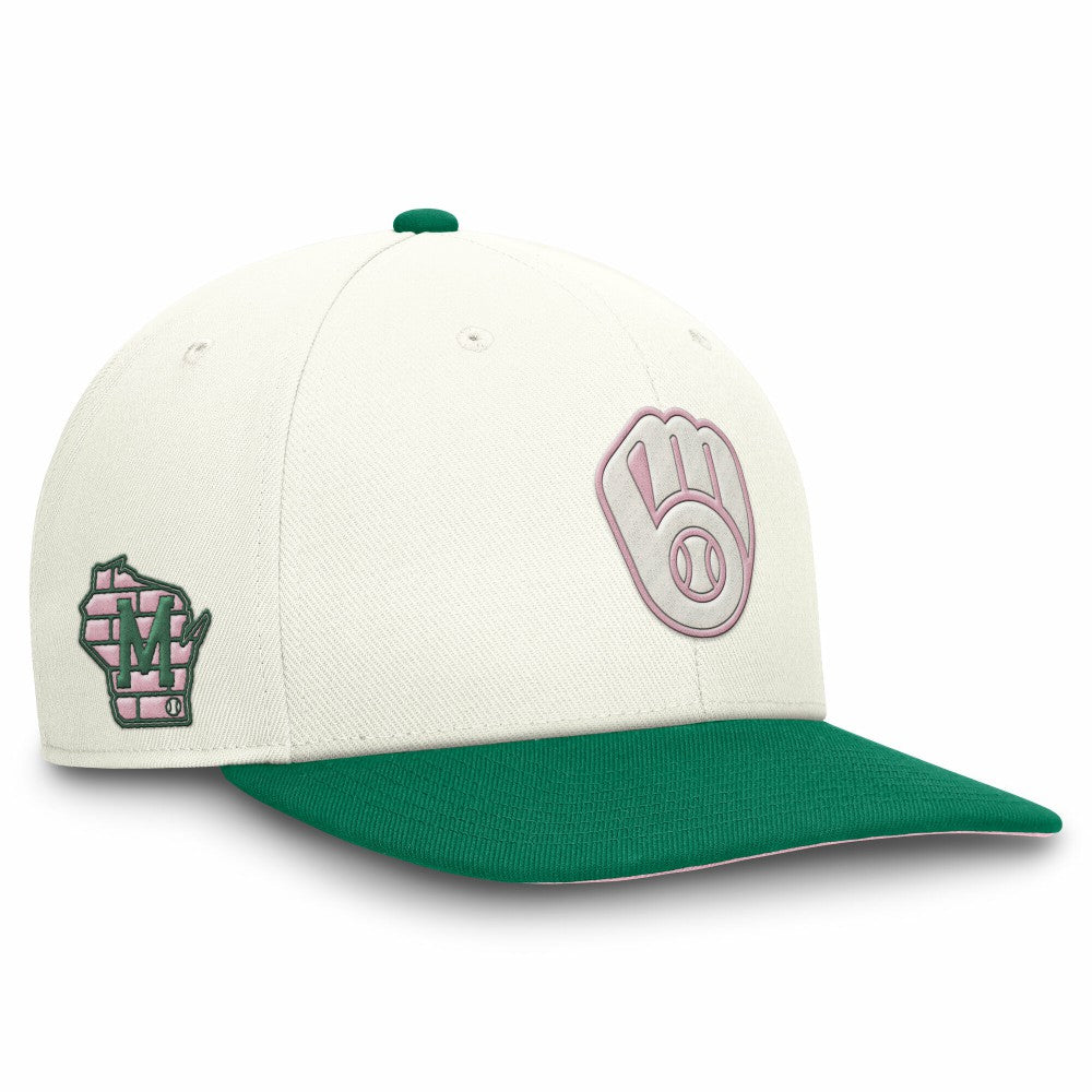 Milwaukee Brewers Sail Pro Performance Snapback Hat Cream/Green