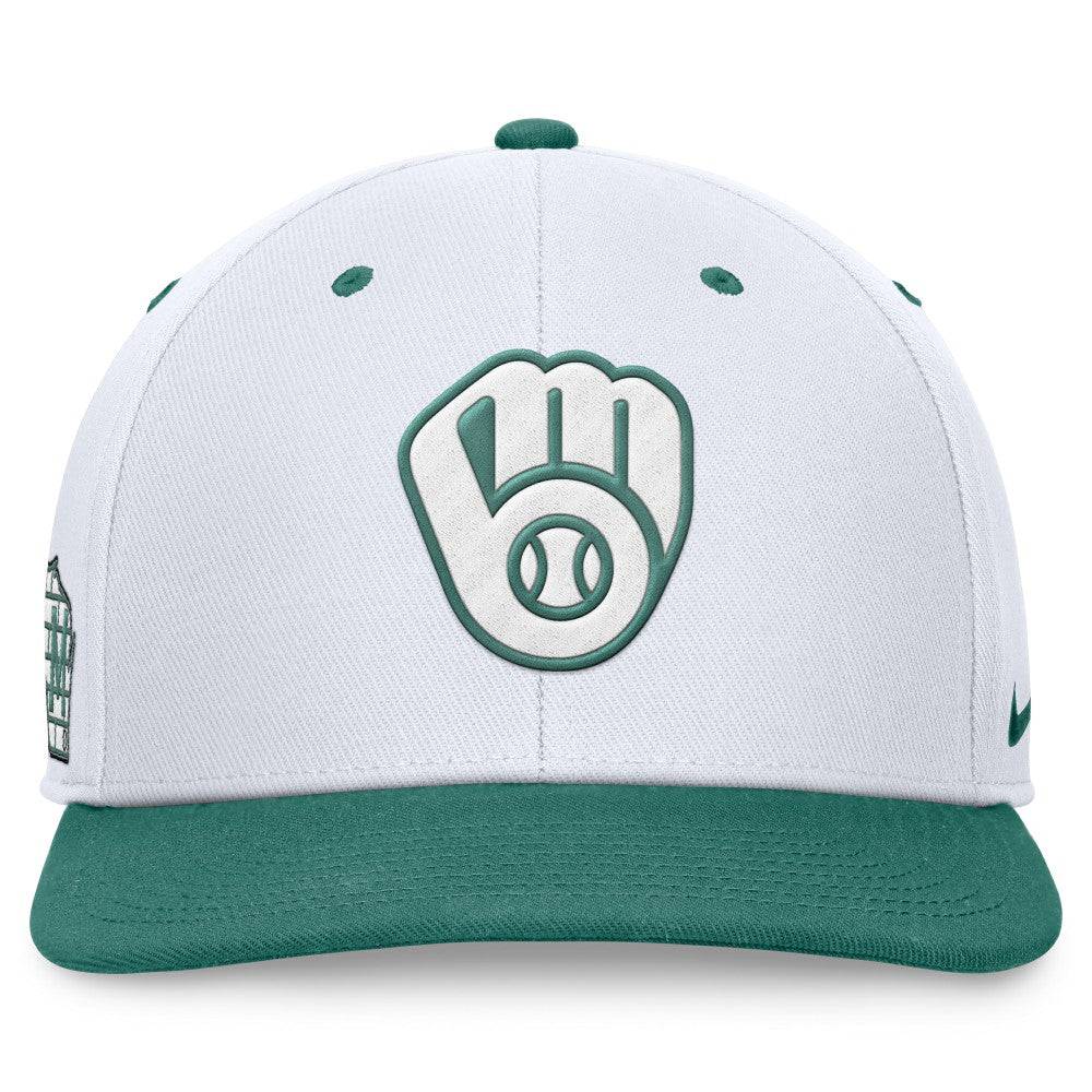Milwaukee Brewers Bicoastal Two-Tone Pro Performance Snapback Hat White/Green