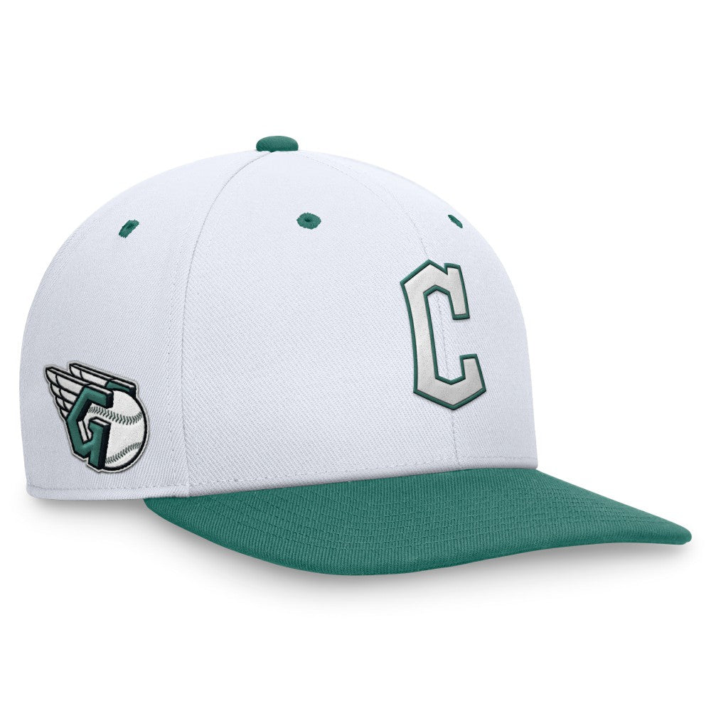 Cleveland Guardians Bicoastal Two-Tone Pro Performance Snapback Hat White/Green