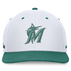 Miami Marlins Bicoastal Two-Tone Pro Performance Snapback Hat White/Green
