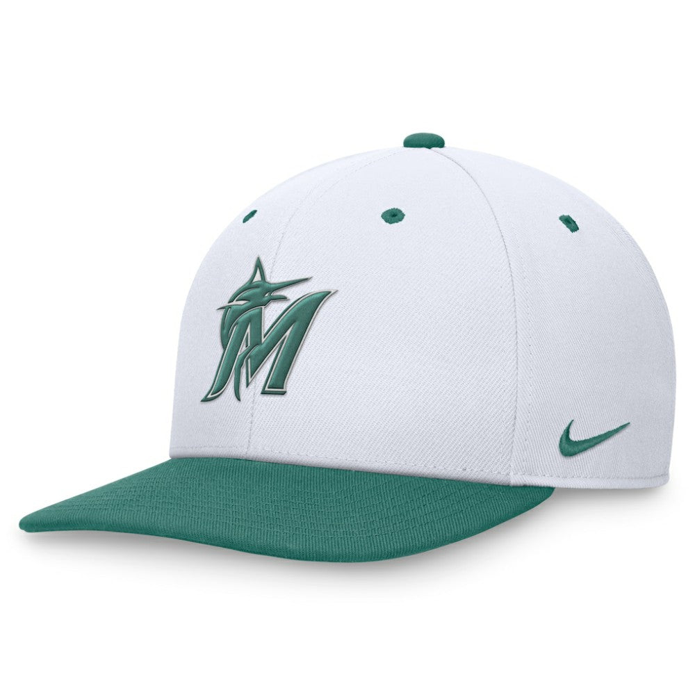Miami Marlins Bicoastal Two-Tone Pro Performance Snapback Hat White/Green