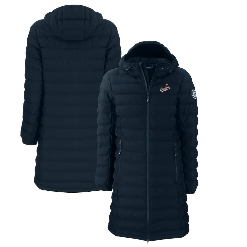 Los Angeles Dodgers Cutter & Buck Women's Cooperstown Collection Mission Ridge Repreve Eco Insulated Long Full-Zip Puffer Jacket Navy