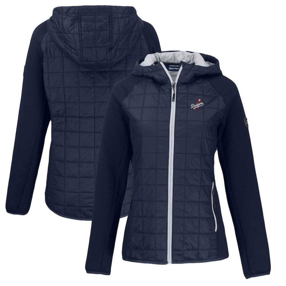 Los Angeles Dodgers Cutter & Buck Women's Cooperstown Collection Rainier Primaloft Eco Full-Zip Hybrid Jacket Navy