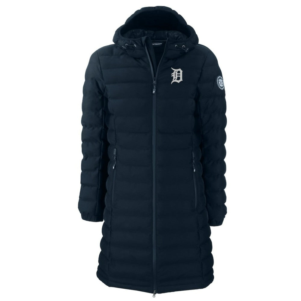 Detroit Tigers Cutter & Buck Women's Mission Ridge Repreve Eco Insulated Full-Zip Long Puffer Jacket Navy