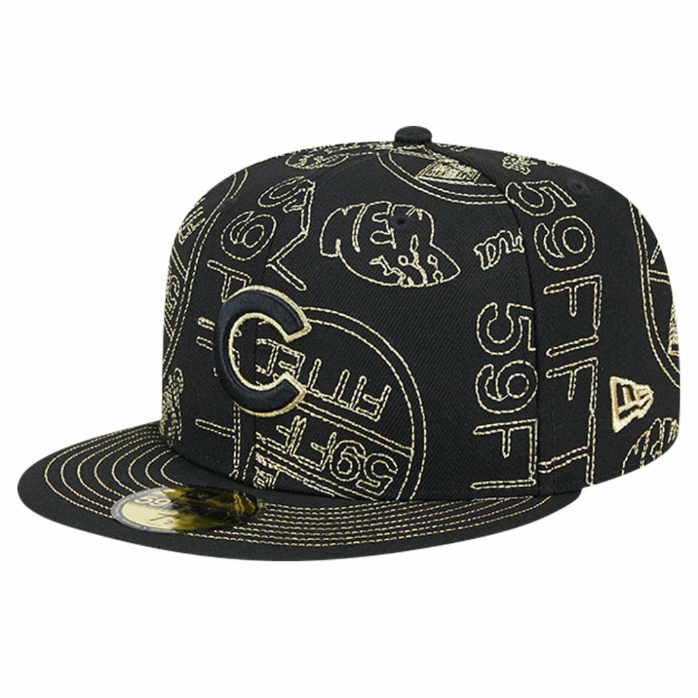Chicago Cubs 59FIFTY Day Allover Fitted Hat Black