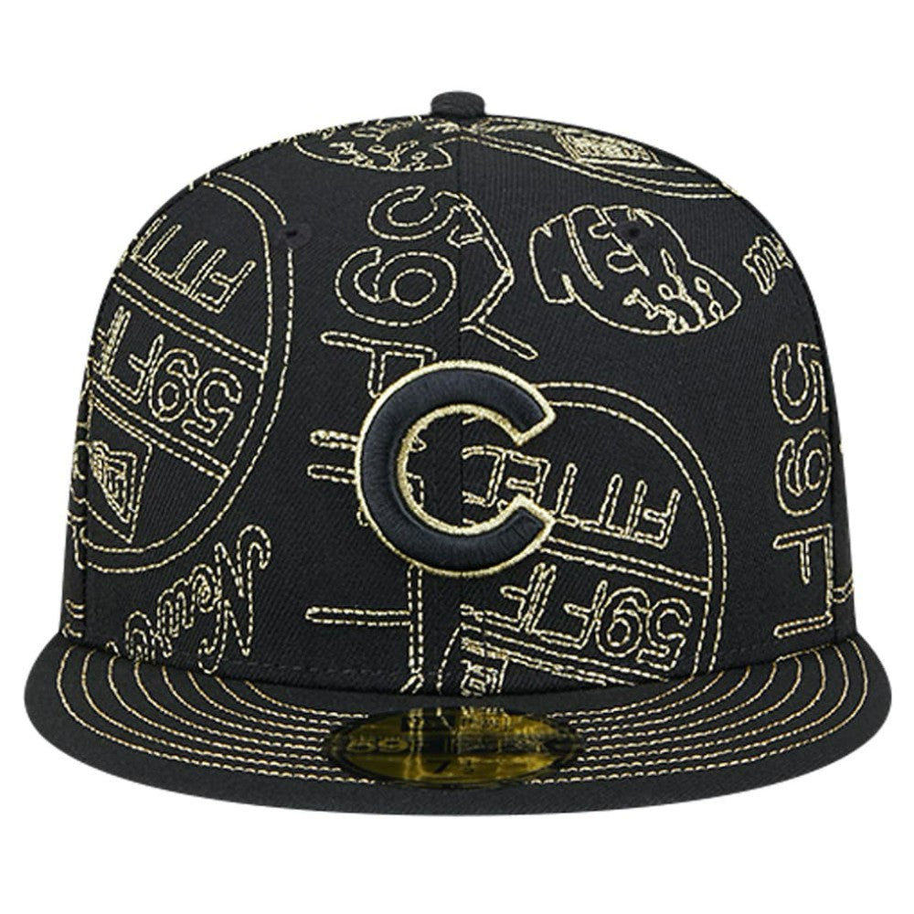 Chicago Cubs 59FIFTY Day Allover Fitted Hat Black