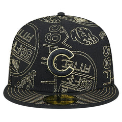 Chicago Cubs 59FIFTY Day Allover Fitted Hat Black