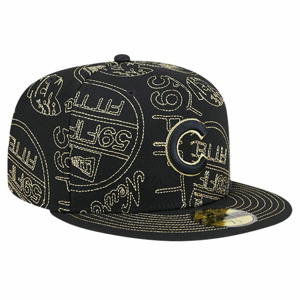 Chicago Cubs 59FIFTY Day Allover Fitted Hat Black