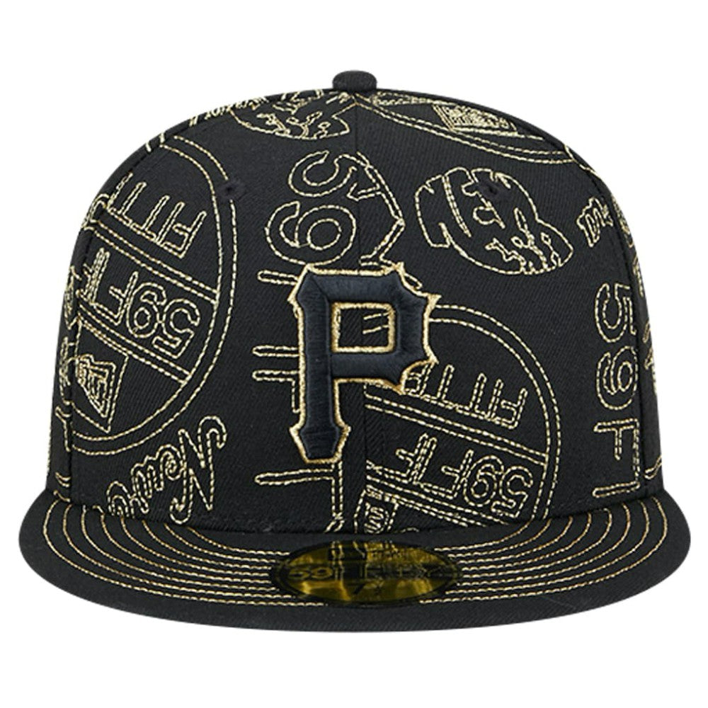 Pittsburgh Pirates 59FIFTY Day Allover Fitted Hat Black