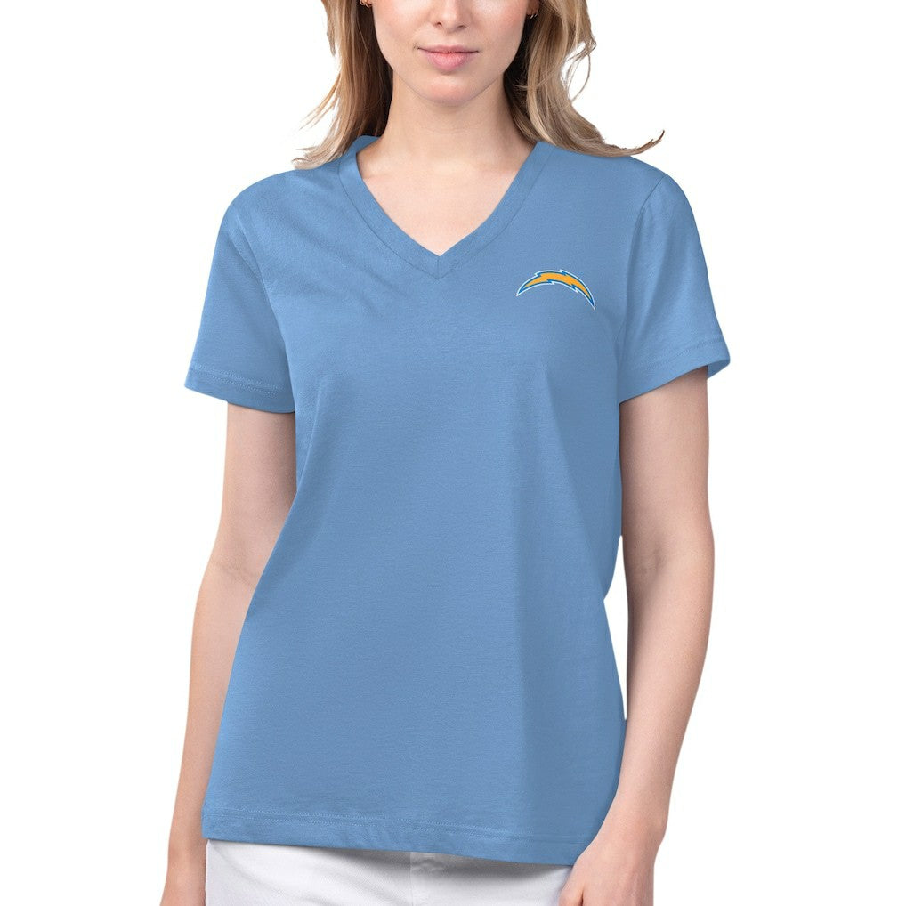 Los Angeles Chargers Margaritaville Women's Game Time V-Neck T-Shirt - Blue sale