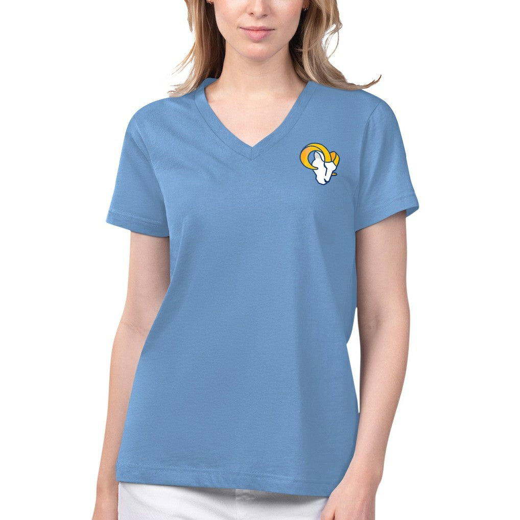 Los Angeles Rams Margaritaville Women's Game Time V-Neck T-Shirt - Blue discount